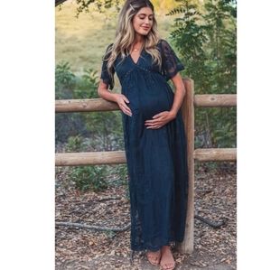 Pink Blush Navy Lace Maternity Dress